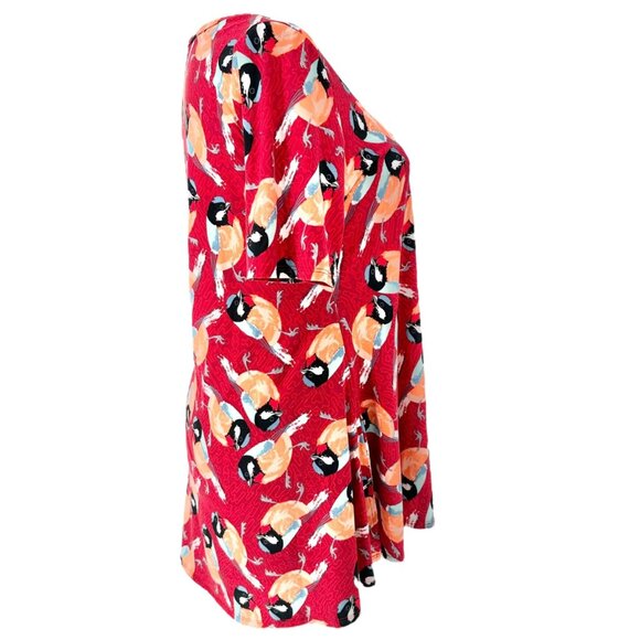 LuLaRoe Perfect Tee Top Womens M Red Bird Print Short Sleeve Casual Stretchy - Picture 8 of 10